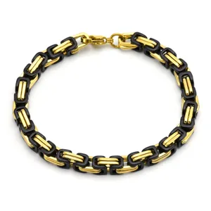 Punk style gold and black stainless steel men's bracelet king chain unisex jewelry accessory
