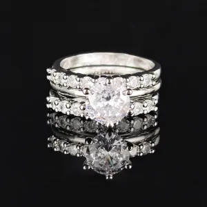 Bagues Empilables en Cuivre à la Mode pour Femmes Luxe Géométrique Circulaire Ovale Strass Incrusté Fiançailles Mariée Ensemble de Bagues Bijoux