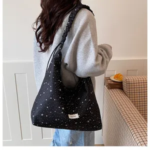 Stylish women large tote bag casual star print slouchy shoulder bag for daily use