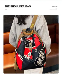 Fashionable casual backpack for women, stylish color block travel bag with durable oxford fabric.