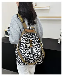 Geometric oxford cloth backpack casual commuting travel daypack for women fashion daily use