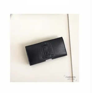 Schwarze lange Gürtel-Handytasche und Geldbörse für Damen und Herren, einfaches Schutzetui.