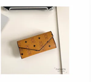 Damen lange Brieftasche PU Leder Umschlag Clutch Kartenfächer braune Designer Tasche