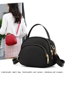 Women's Mini Nylon Shell Bag Fashionable Lightweight Small Crossbody Bag Commuting Mobile Phone Bag Solid Color Handbag