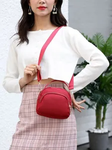 Women nylon crossbody bag mini shoulder bag casual lightweight purse daily commute red