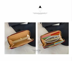 Women's long zip-around wallet snake pattern clutch purse large capacity card slots red