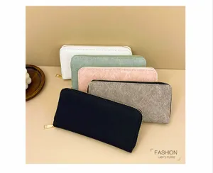 Cartera larga de mujer de piel PU con cremallera gran capacidad tarjetero elegante casual.