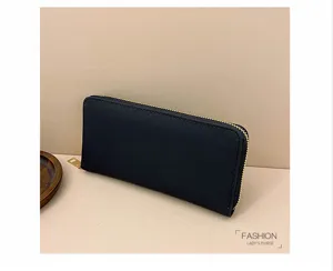 Monedero de mujer largo negro con cremallera gran capacidad tarjetero elegante moda