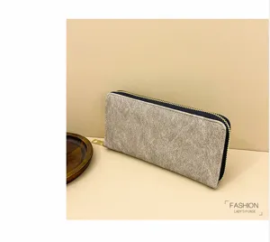 Cartera de mujer larga retro con cremallera tarjetero moda monedero bolsito elegante