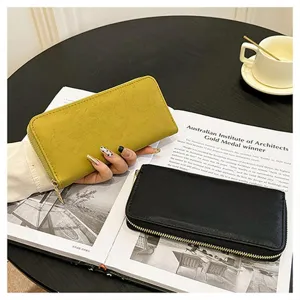 Portafoglio lungo da donna con cerniera pochette grande capacità scomparti carte elegante