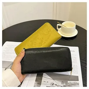Portafoglio lungo da donna borsa con zip fessure per carte grande capacità design.