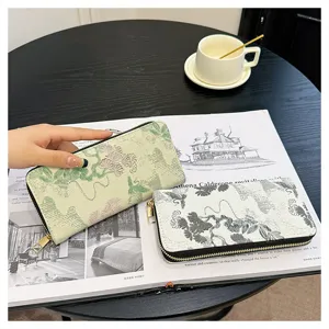 Portefeuille Long Femme Fermeture Eclair Grand Capacité Porte-Cartes Floral