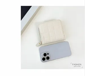 Femme court portefeuille matelassé avec fermeture éclair minimaliste petit porte-monnaie élégant