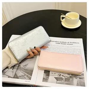 Donna lungo portafoglio con cerniera grande capacità pochette elegante e pratica