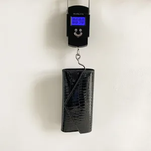 Schwarze Krokodilmuster Damen Lange Brieftasche Dreieckige Klappe Schlüsseletui Tasche