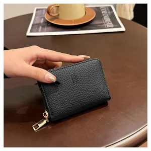 Κλασικό μαύρο πορτοφόλι από PU δέρμα με φερμουάρ για γυναίκες με θήκες πολλαπλών καρτών.