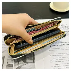 Long portefeuille femme grande capacité pochette zippée fentes cartes sac à main design