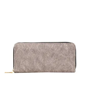 Cartera mujer retro larga con cremallera gran capacidad multi-ranuras monedero elegante