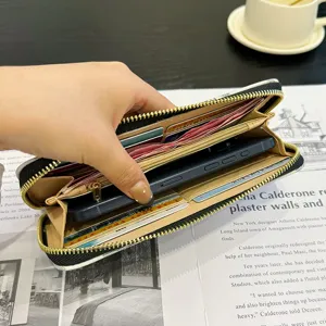 Portefeuille long pour femme zippé avec grande capacité et multiples emplacements