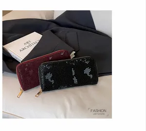 Women long snake pattern zipper wallet fashion clutch purse with multiple card slots.