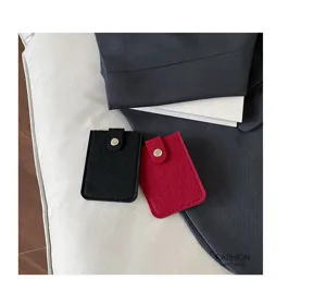 Θήκη καρτών από τσόχα με κουμπί πίεσης πορτοφολιού πολλαπλών υποδοχών μινιμαλιστική