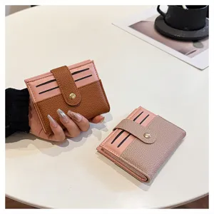 Piccolo portafoglio donna porta carte in ecopelle PU design minimalista carino per uso quotidiano