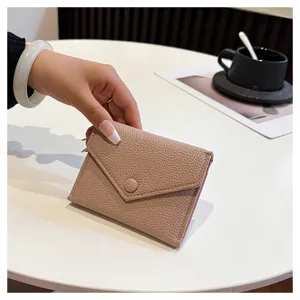 Portefeuille femme court en cuir PU mignon japonais minimaliste enveloppe porte-monnaie compact plié