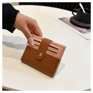 Donna mini portafoglio porta carte minimalista custodia di credito bicolore portatile