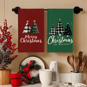 Weihnachts Mikrofaser Küchentuch Set, dekorativer Tannenbaum hängendes Geschirrtuch.