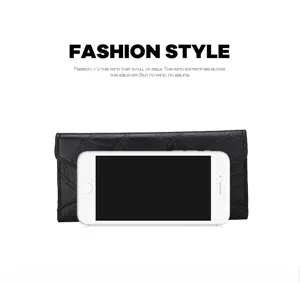 Women long vintage PU leather trifold wallet detail view, large capacity fashion clutch purse.