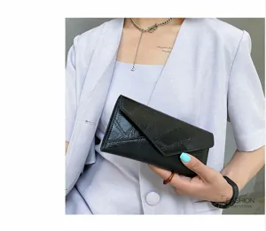 Elegant black long women wallet soft leather clutch multi-card slots large capacity purse