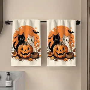 Halloween zwarte kat pompoen hangende microvezel handdoek sneldrogende vaatdoek decor