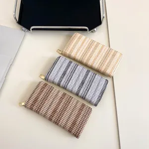 Dames Lange Portemonnee Clutch Mode Stof Rondom Rits Portemonnee Meerdere Kaartsleuven Kaarthouder Mobiele Telefoon Tas Casual Handtas
