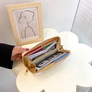Dames lange portemonnee clutch, PU leer kaarthouder rits multi-sleuf mode handtas dagelijks.