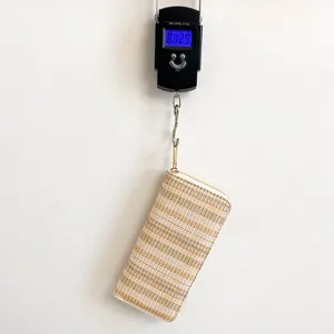 Dames lange portemonnee geweven textuur clutch kaartsleuven mode rits telefoon tas