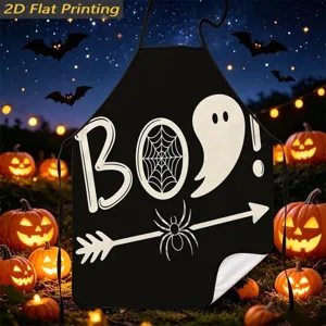 Halloween kitchen apron black ghost spiderweb print waterproof cooking baking party costume