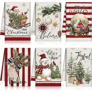 Set 6 strofinacci da cucina Natale asciugamani decorativi natalizi per stoviglie.