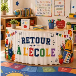 Back to school table skirt classroom decoration party kids school event supplies wholesale
