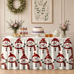 Christmas table skirt waterproof polyester holiday decor for dining table festive party setup.