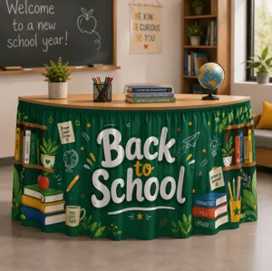 Back to school theme desk skirt classroom decoration for kids party event supplies