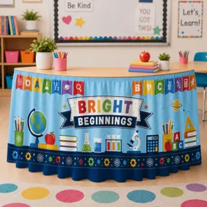 Back to school table skirt classroom decoration themed party school event supplies detail