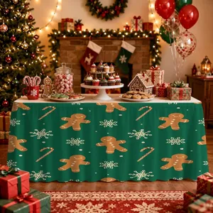 Christmas table skirt waterproof festive holiday decoration for dining room party home decor