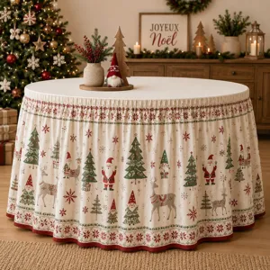 Weihnachtstischrock mit Weihnachtsmann und Rentier Druck für Feiertagsdeko
