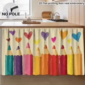 Back to school theme classroom decoration desk skirt with colorful pencils pattern, nice fabric curtain.