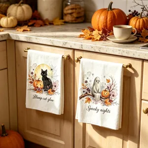 Halloween keukendoeken microvezel schattige geest zwarte kat vaatdoek 2stuks