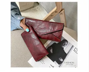Women vintage soft leather long wallet large capacity three fold purse fashion clutch bag