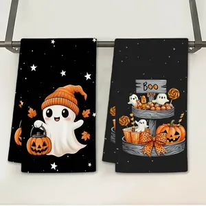 Halloween spook pompoen microvezel keukendoek, snel drogende vaatdoek, decoratieve handdoek.