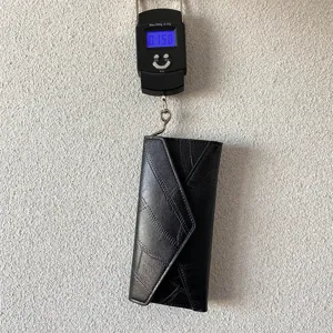 Women long black leather wallet vintage tri-fold large capacity clutch handbag main view
