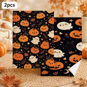 Halloween schattige geest pompoen microvezel schoonmaak handdoek keuken decor 2stuks