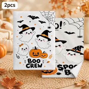 Halloween schattige spook pompoen microvezel vaatdoeken 2st snel drogende keuken decor